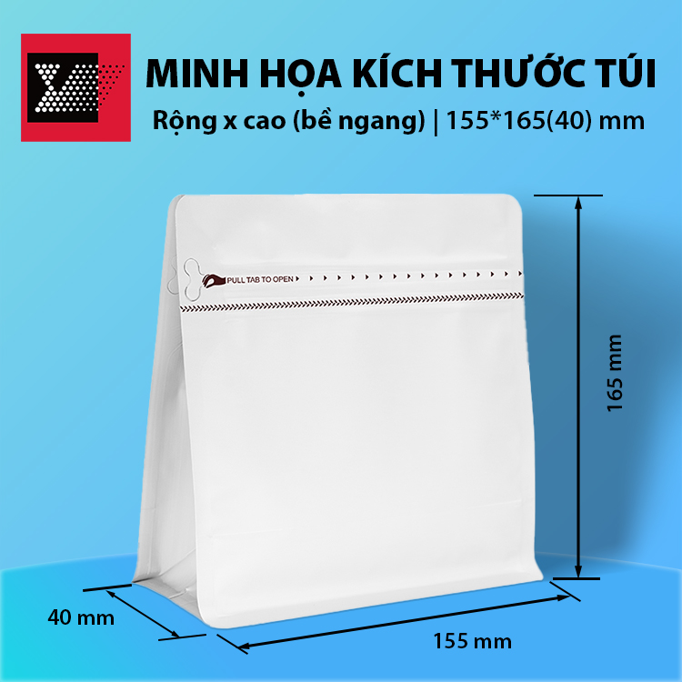 Minh họa kích thước túi