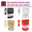 Túi nhôm zipper màu có cửa sổ đáy đứng