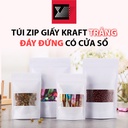 Túi zip giấy kraft trắng đáy đứng có cửa sổ