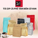 Túi zip cà phê tám biên đáy bằng (có van)